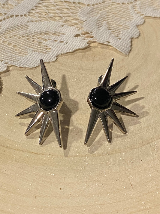 Heller Inc. Sunburst Earrings with Black Stone Centre [Posts]