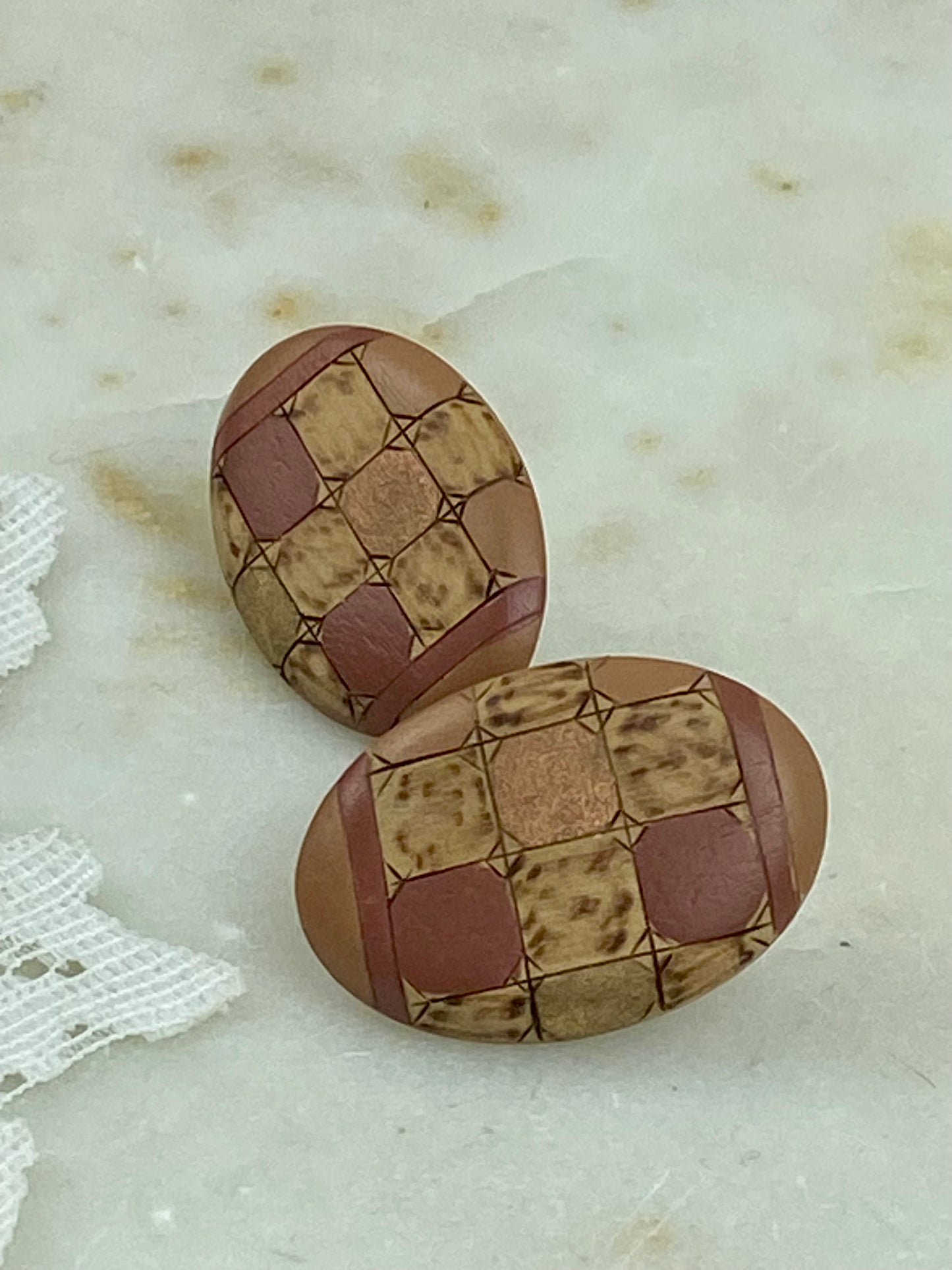 Hand Painted Wooden Earrings [Clip-Ons]