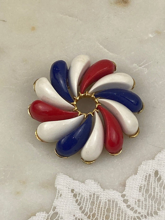 Red, White and Blue Pinwheel Brooch