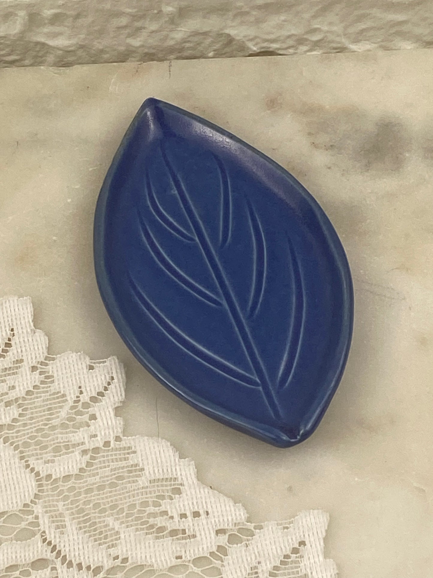 Small Clay Leaf-Shaped Trinket Plate | Handmade
