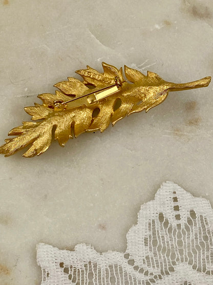 Coro Gold-Tone Leaf Brooch