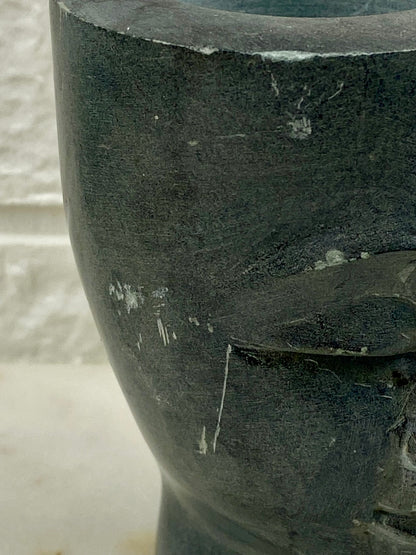Small Carved Stone Head Candle Holder