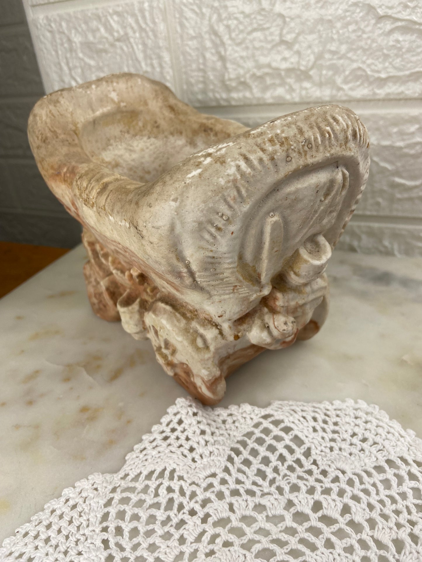 Marbled Clay Wagon Planter by Comanche Pottery