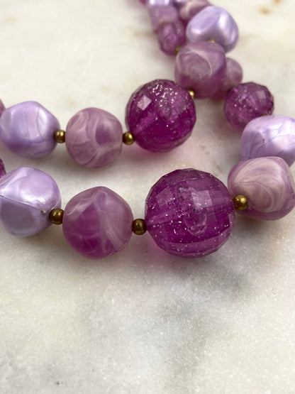 16” - 18” Double Strand Pink Beaded Necklace with Hook Clasp
