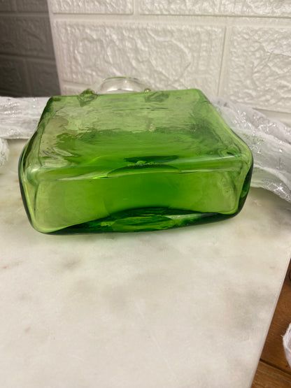 Hand Blown / Hand Turned Green Glass Purse