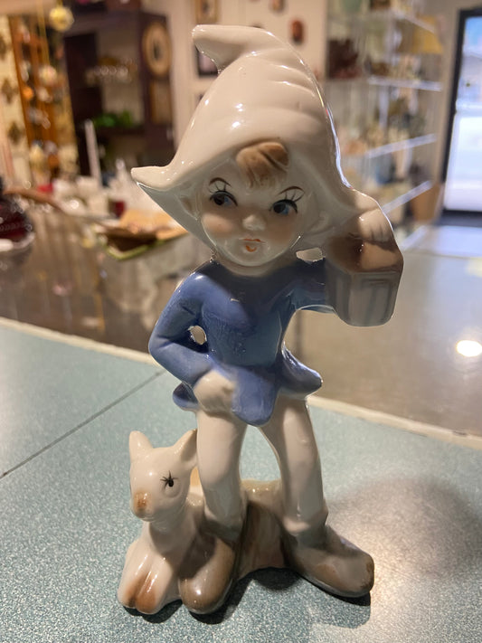 Porcelain ‘Dutch Boy’ with Fawn & Lantern