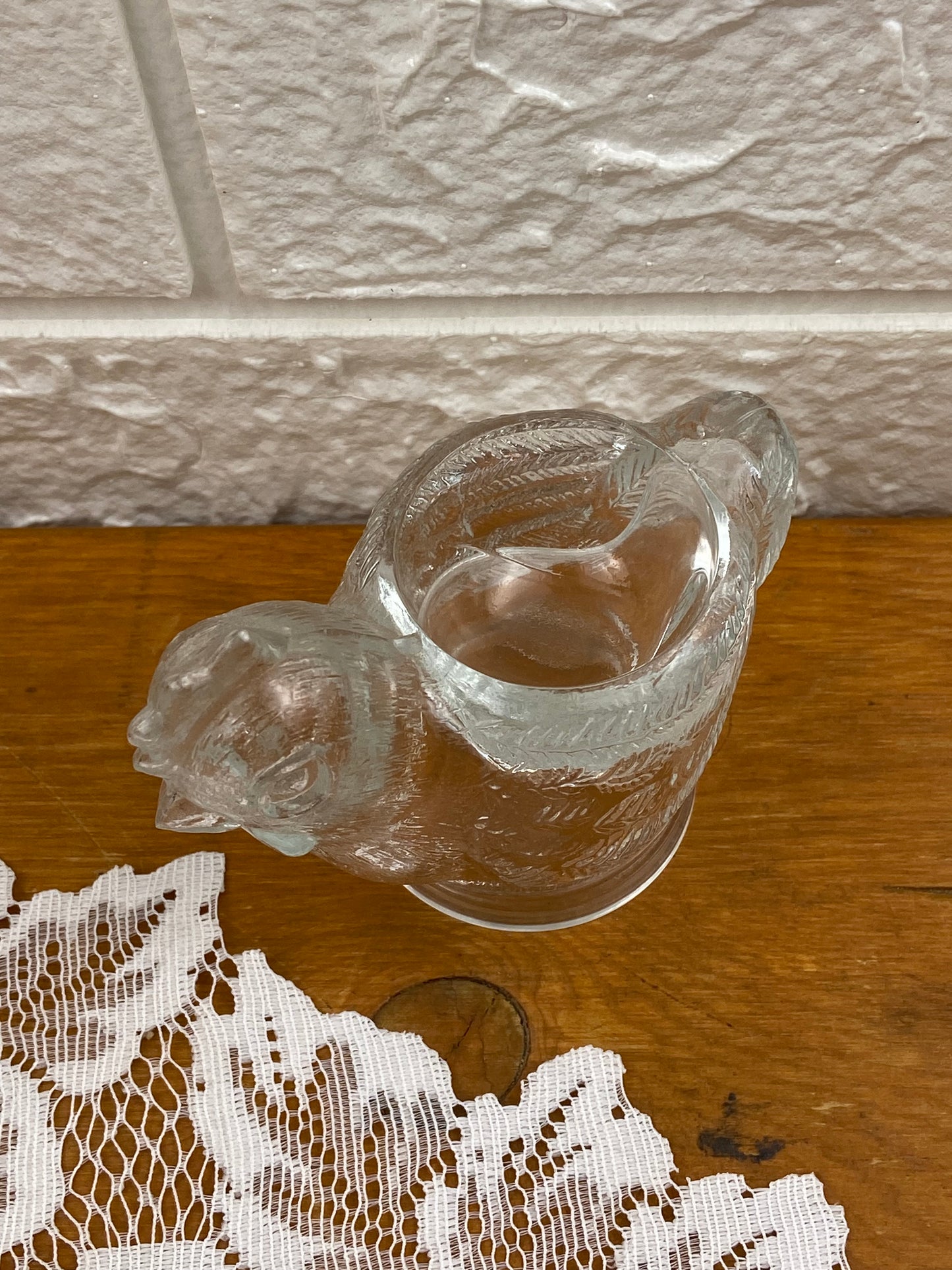 Pressed Glass Chicken-Shaped Egg Cup