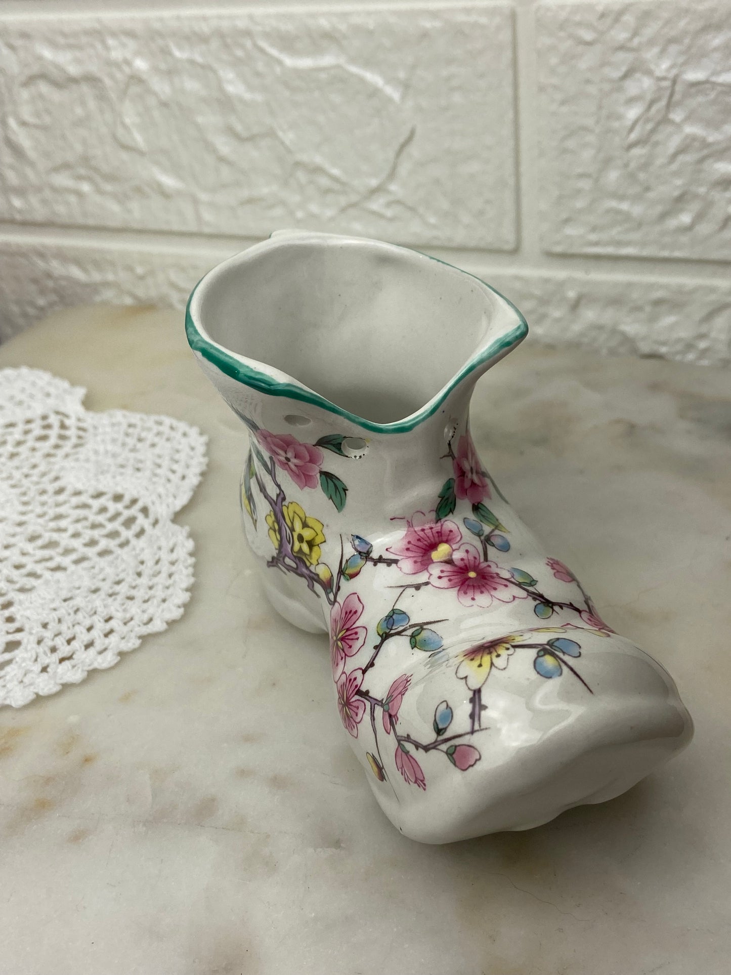 Old Foley James Kent Ltd. Porcelain Boot; Chinese Rose Pattern