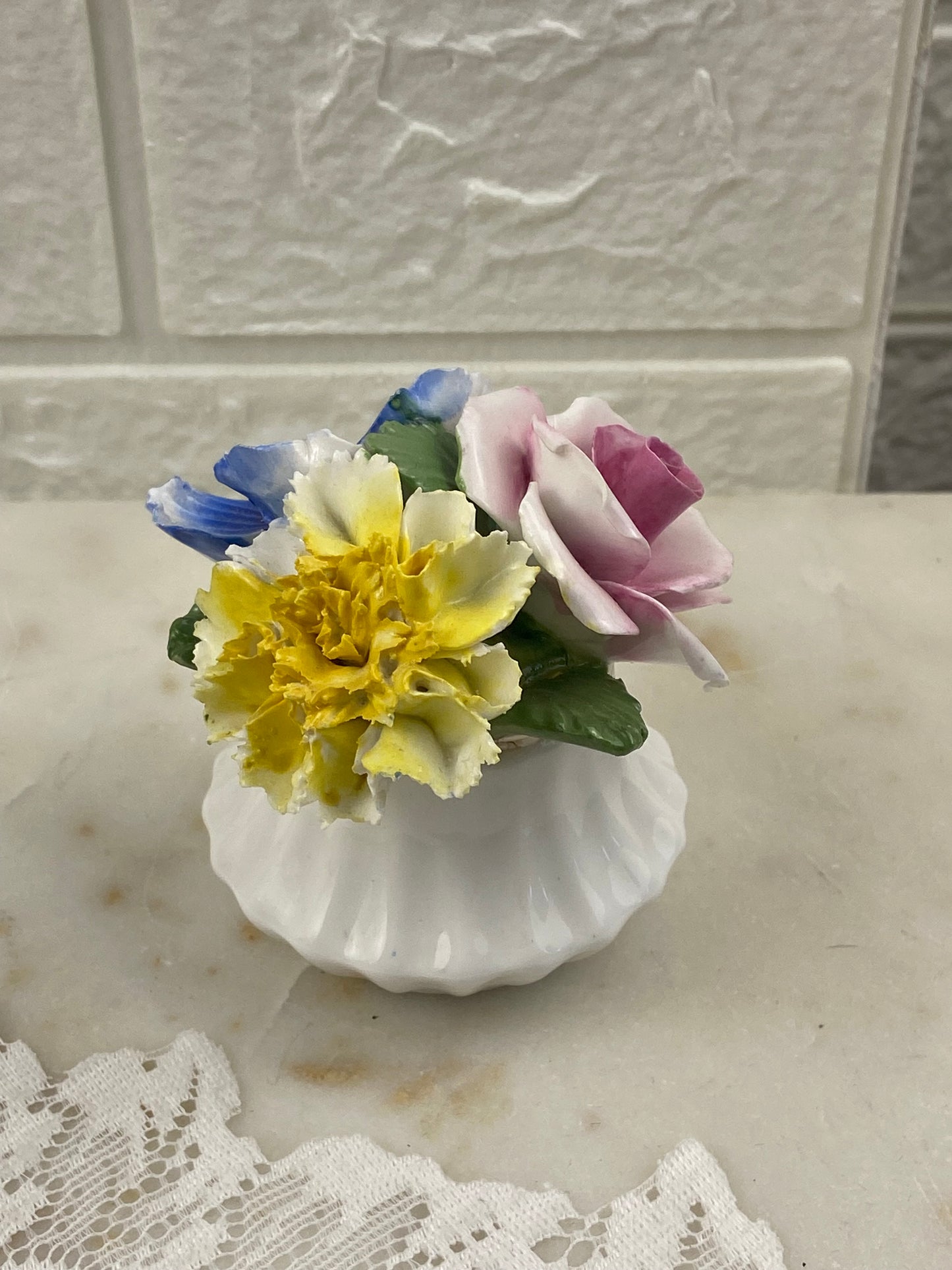 Handmade Porcelain Flowers in a Vase by Radnor Bone China, England