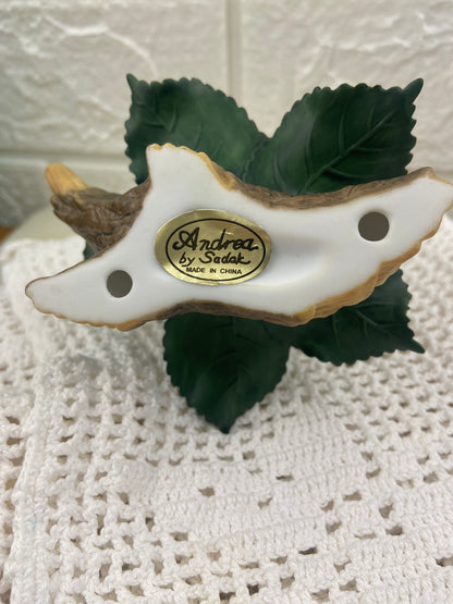 White Bisque Porcelain Rose with Rosebud on Small Branch | Andrea by Sadak