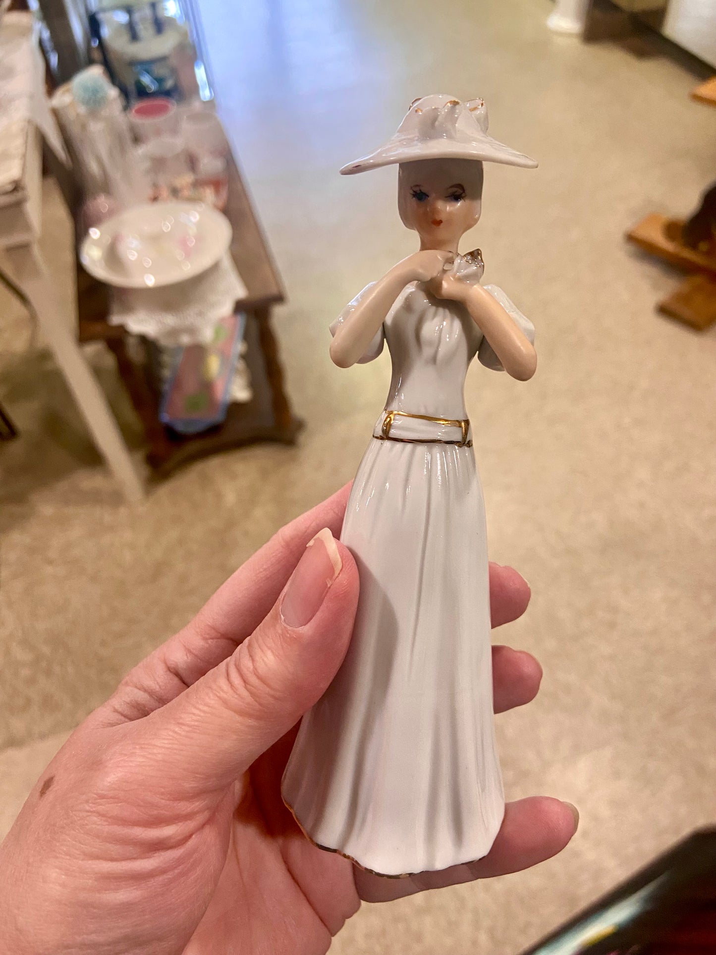Small Porcelain Figurine | Woman with a Flower