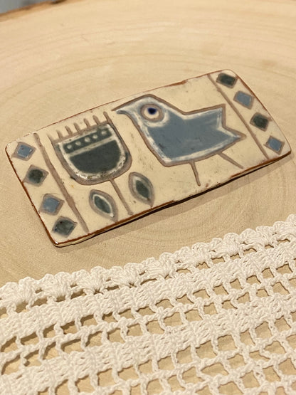 Hand Painted Clay Bluebird Brooch by Karen og Aase of Denmark