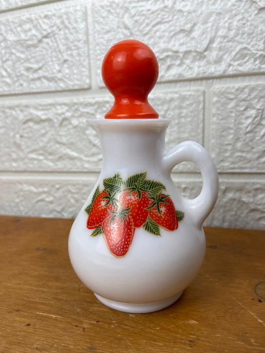 Vintage Avon | Milk Glass Pitcher; Strawberries and Cream Bath Foam (Empty)