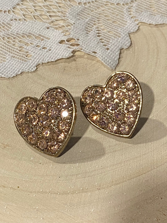 Glitzy Pink Heart Earrings [Posts]