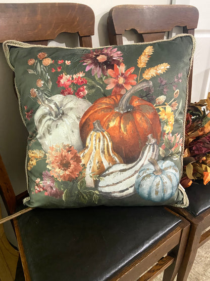 Green Fall-Themed Throw Pillow by Lillian August