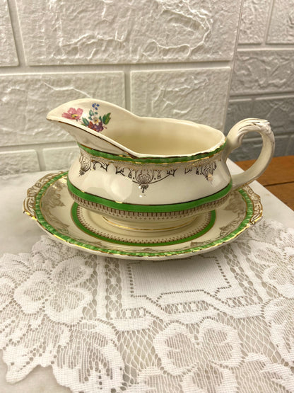 Porcelain Gravy Boat with Spill Plate by W.H. Grindley