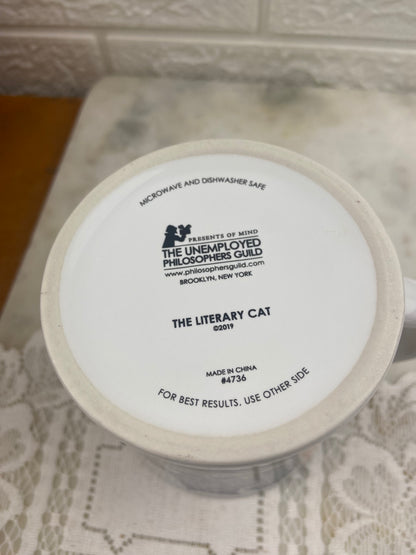 Literary Cat Coffee Mug Featuring 9 x Cat Silhouettes with Literary Quotes About Cats