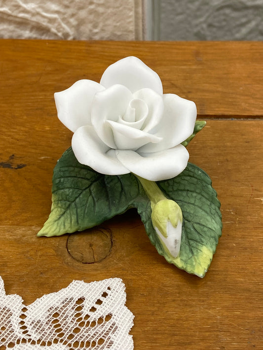 Small White Porcelain Rose on a Branch