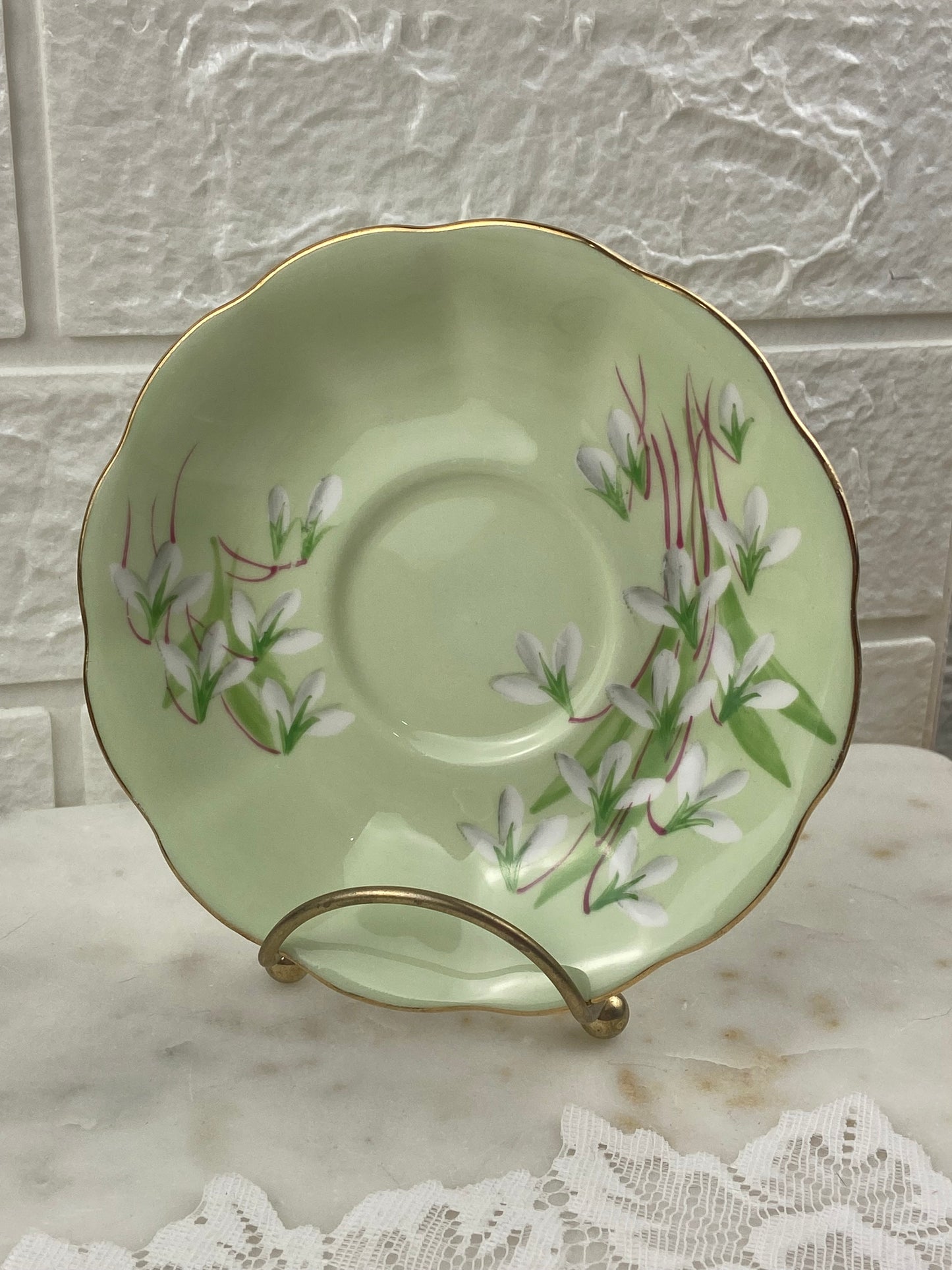 Royal Albert Bone China Saucer | Lorentian Snowdrop Pattern