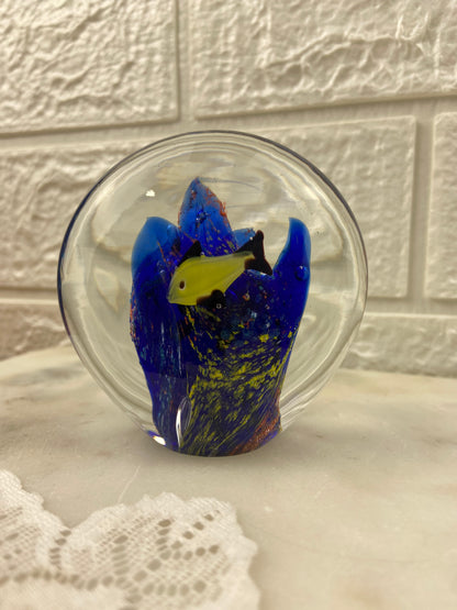 Handblown Aquarium-Style Glass Paperweight