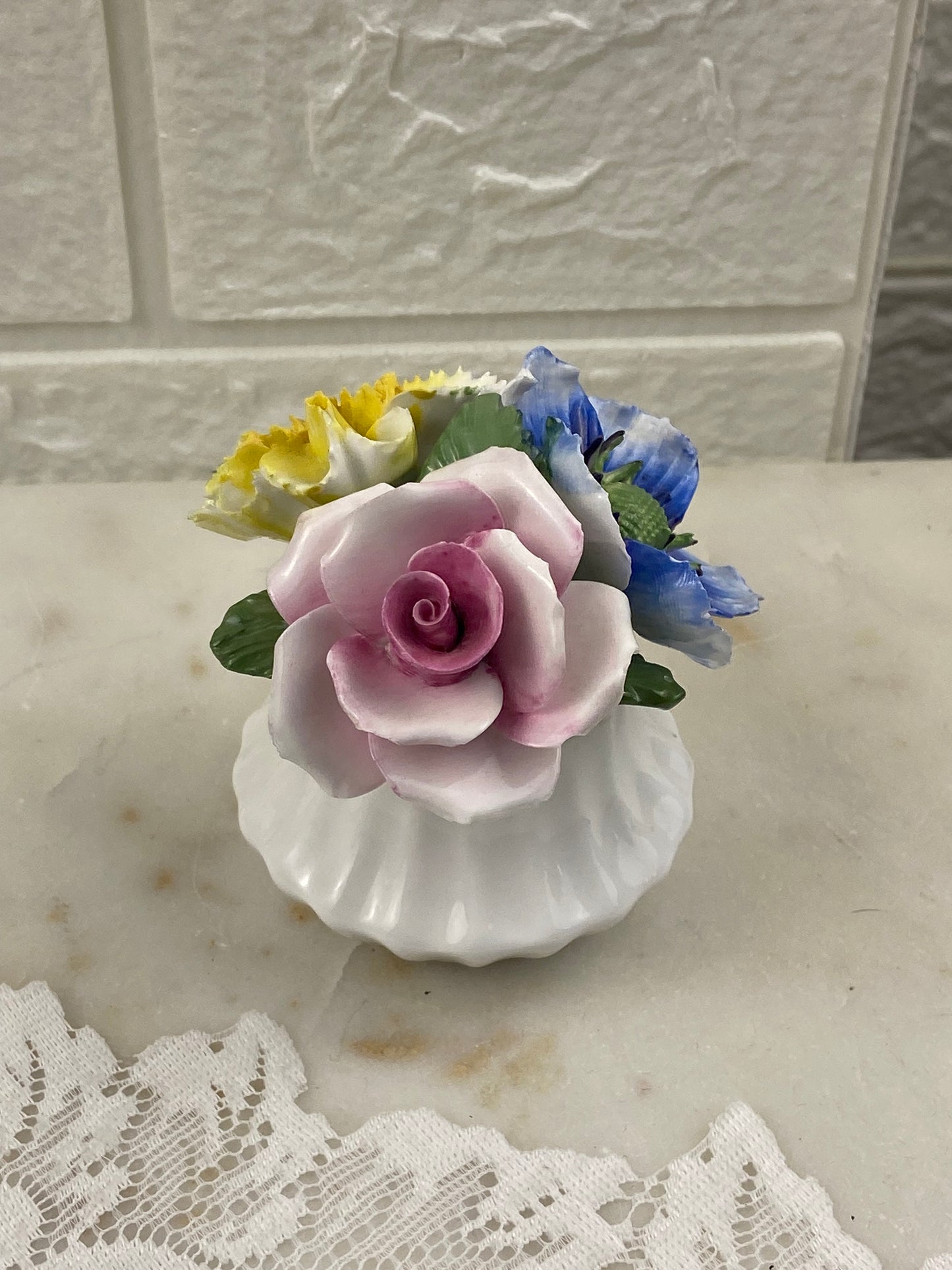 Handmade Porcelain Flowers in a Vase by Radnor Bone China, England
