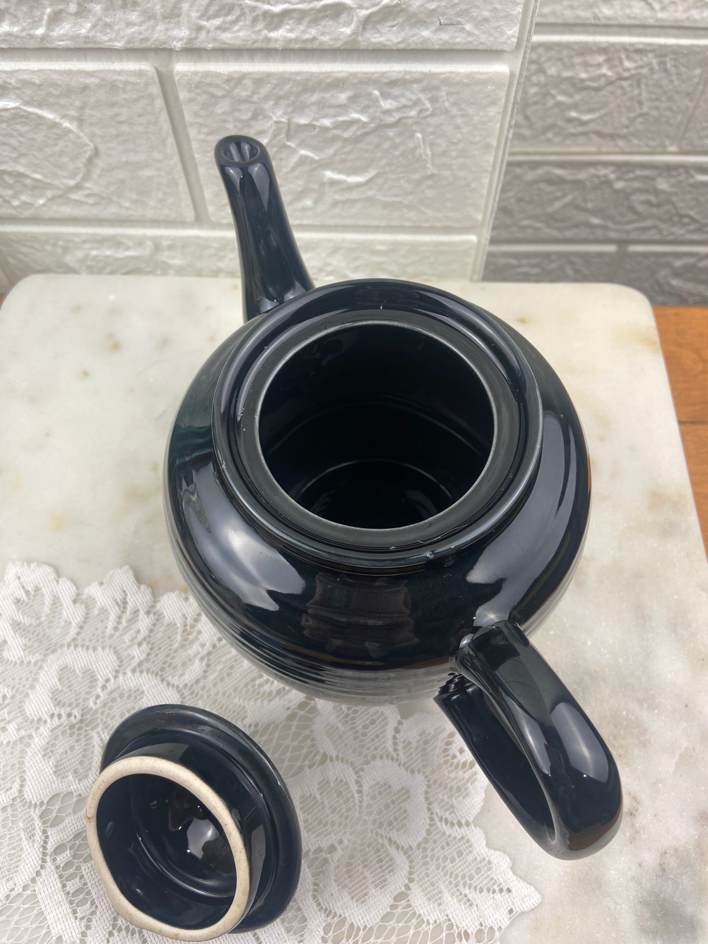 Small Glossy Black Ceramic Teapot