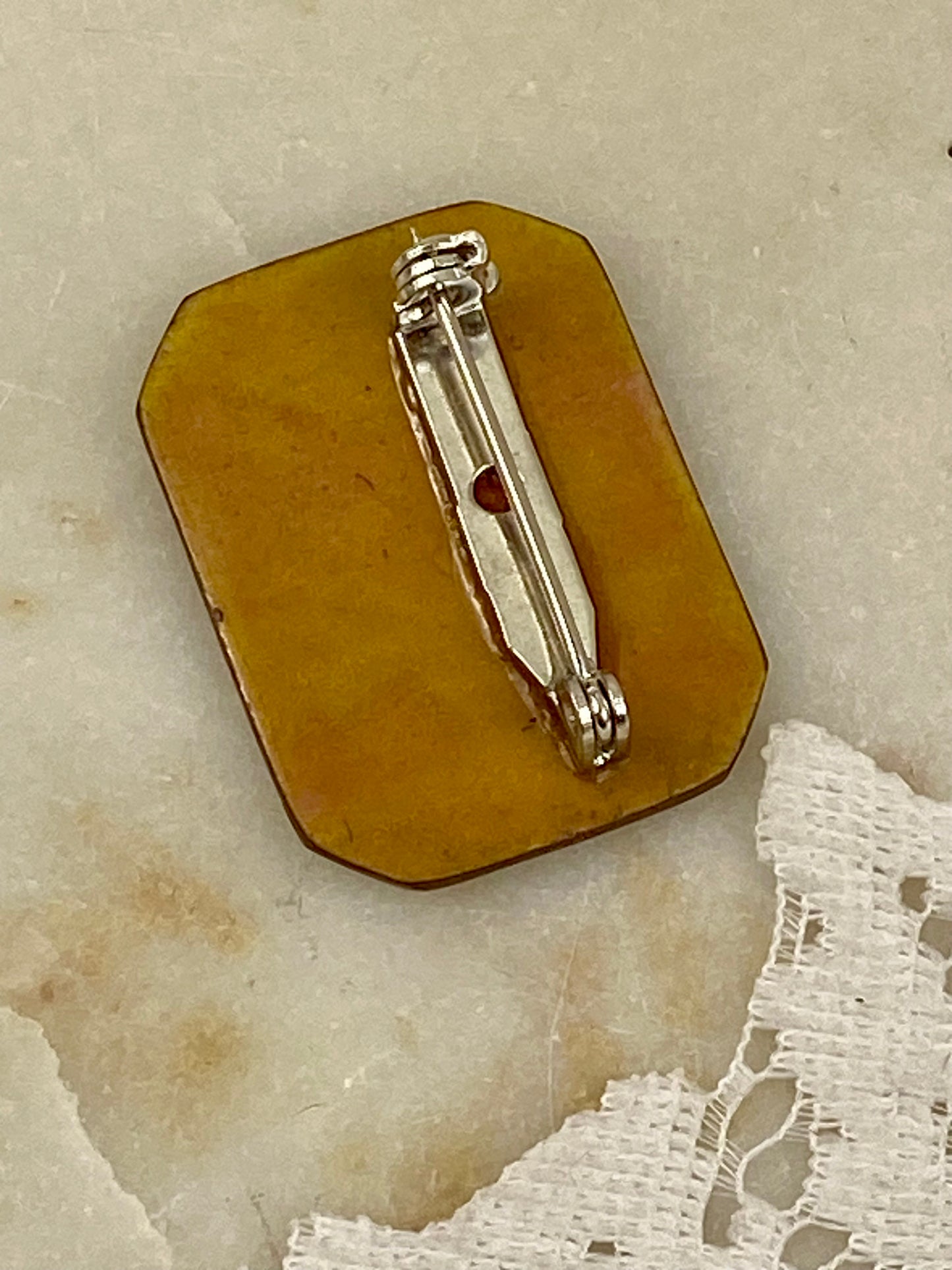 Handmade Enamel Brooch with Hand Painted Floral Design