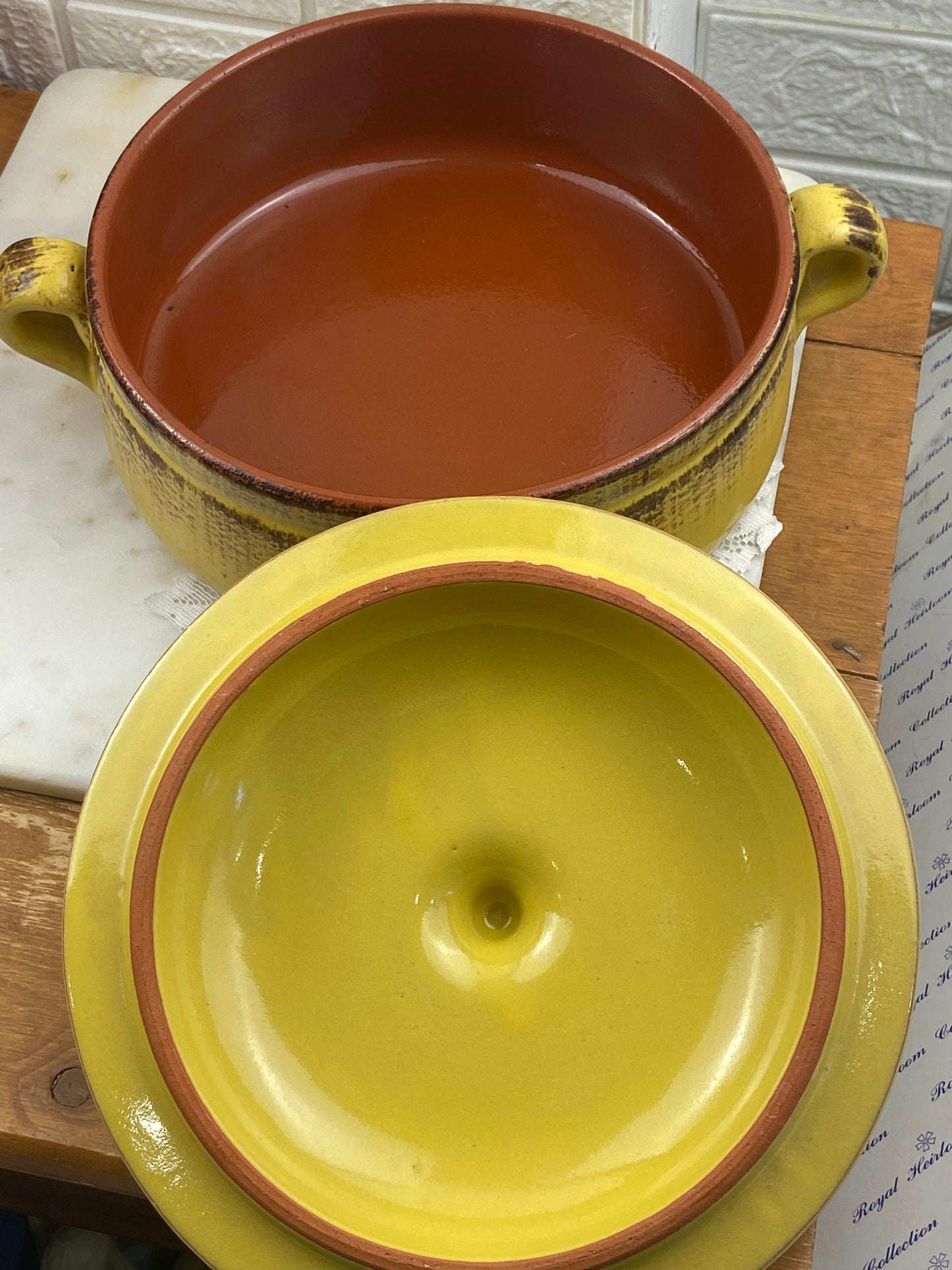 Yellow Terracotta Casserole Dish by De Silva Pottery, Italy