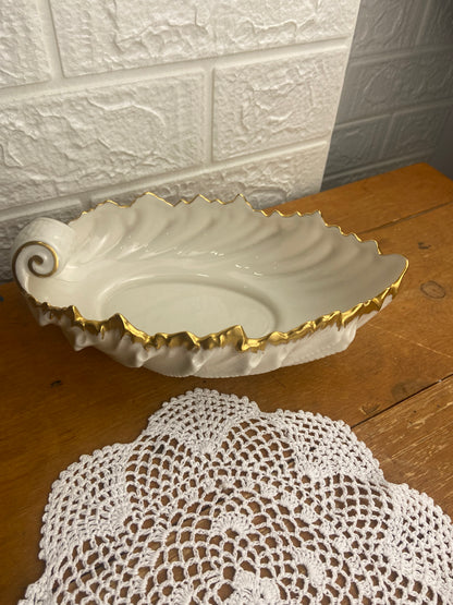 Lenox Acanthus Leaf Dish with 24K Gold Trim