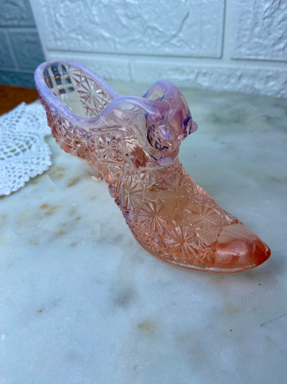 Fenton Glass Hobnail Shoe with Cat's Head
