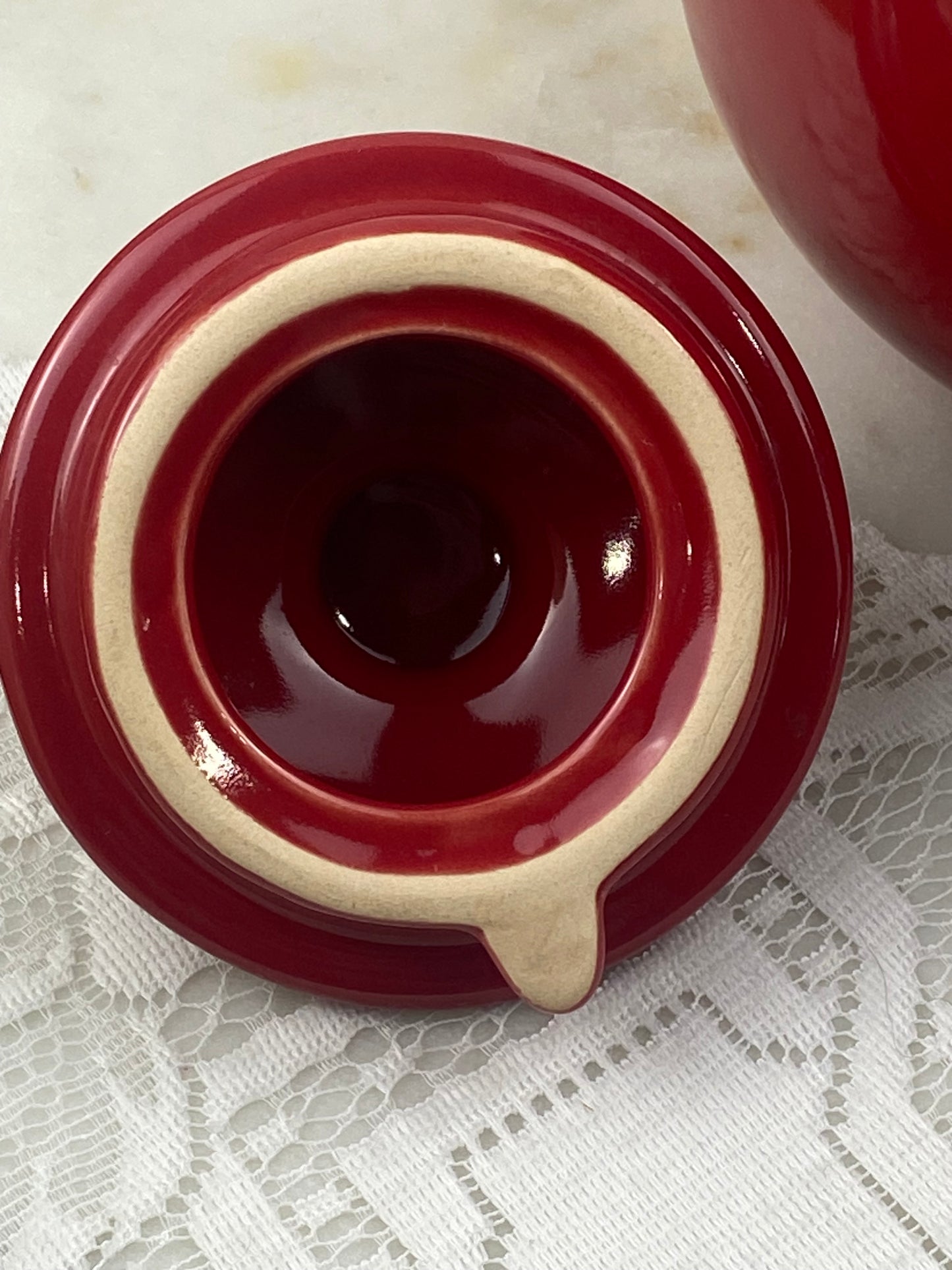 Red Teapot with Metal Strainer