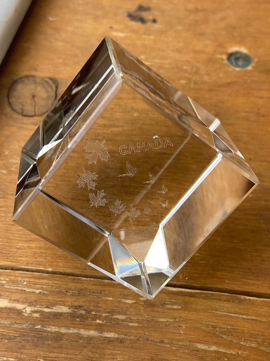 Square Crystal Paper Weight; Canada