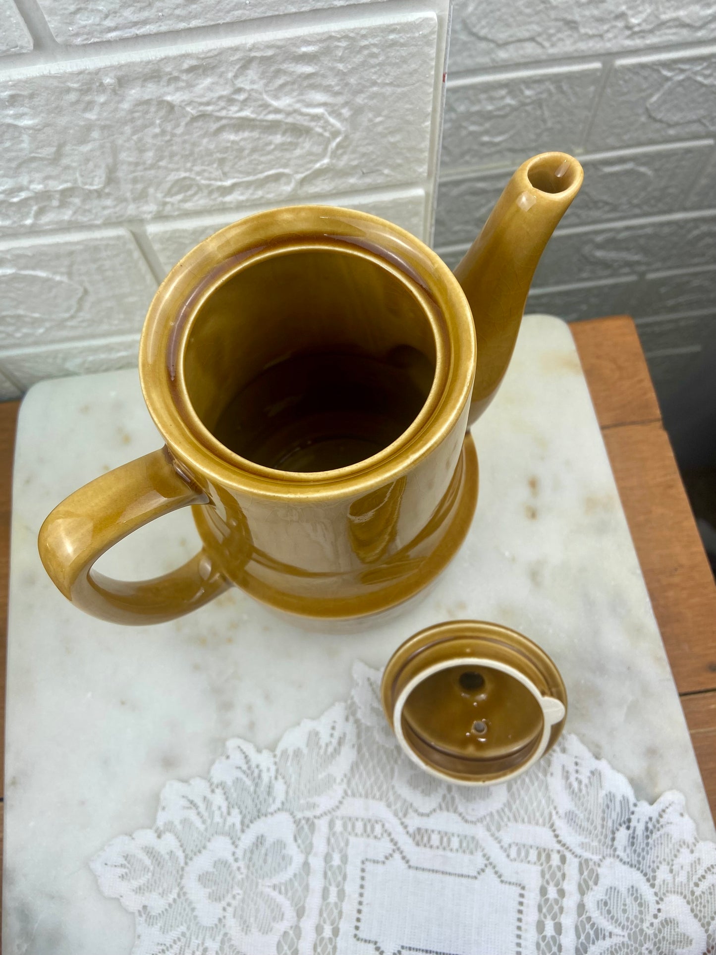 7.5” Ceramic MCM Coffee Pot | Butterscotch Glaze