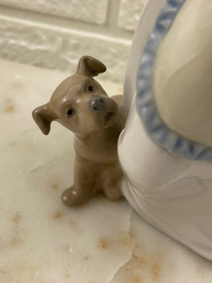 Lladro Porcelain Figurine | Puppy’s Birthday, Girl with Cake #1045