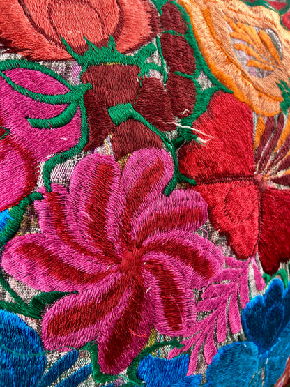 Hand Crafted Mexican Embroidered Pillow Cover with Pillow Insert