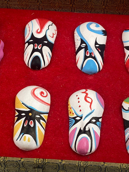 Boxed Chinese Opera Masks | Folk Art Clay Sculpture