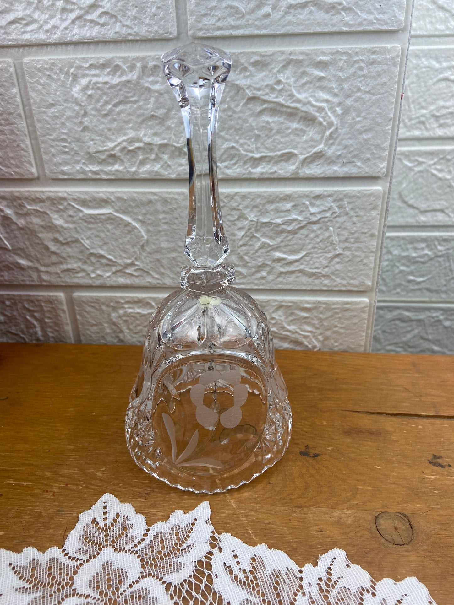 8” Crystal Bell with Etched Flowers | 24% Lead Crystal