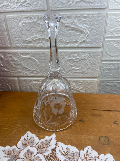 8” Crystal Bell with Etched Flowers | 24% Lead Crystal