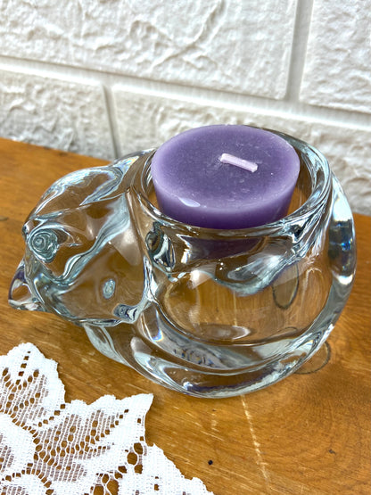 Sleeping Cat Crystal Candle Votive by Indiana Glass Co.