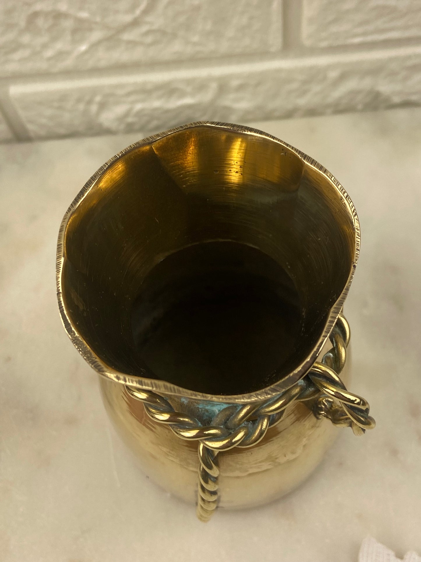 Polished Brass ‘Coin Bag’ with Twisted Rope Detail
