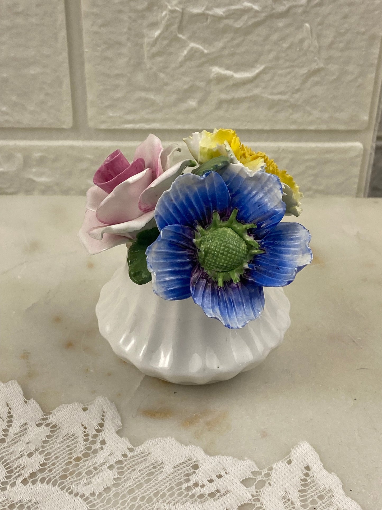 Handmade Porcelain Flowers in a Vase by Radnor Bone China, England