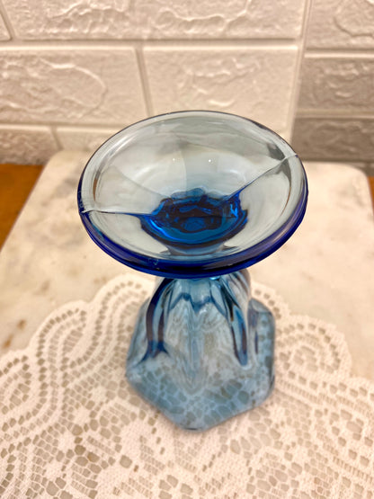 Anchor Hocking Fountainware Blue Sundae Glass with Ruffled Rim