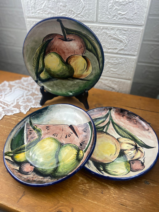 Hand Painted Terracotta Collector’s Plate: Fruit Design 8”