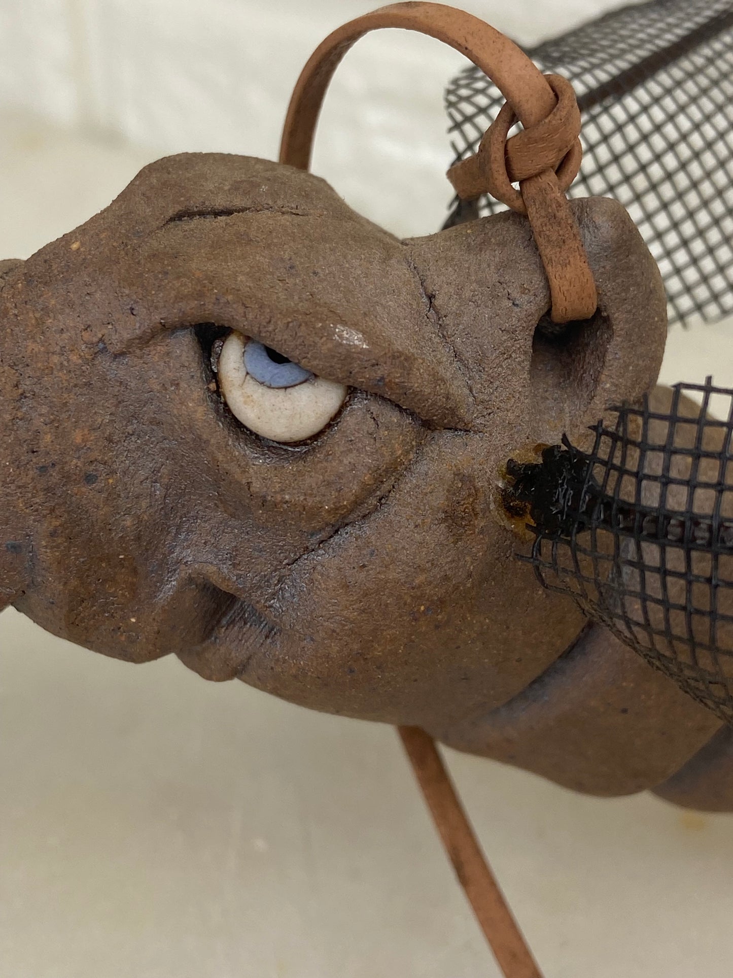 Handmade Clay Mosquito with Leather Hanging Strap