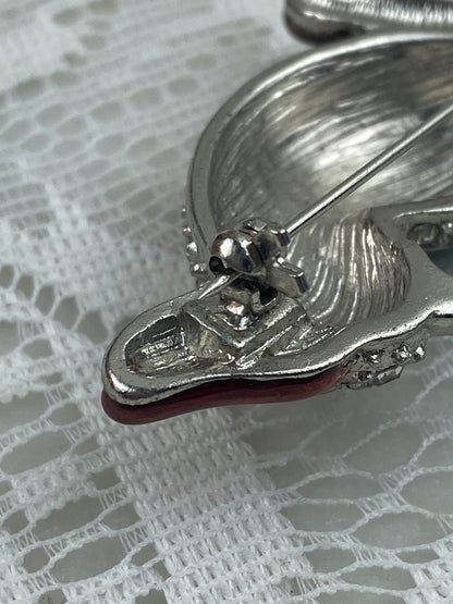 Enamel & Rhinestone Parrot Brooch