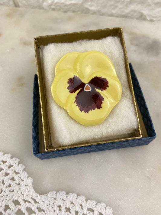 Vintage Avon | Yellow Porcelain Pansy Brooch
