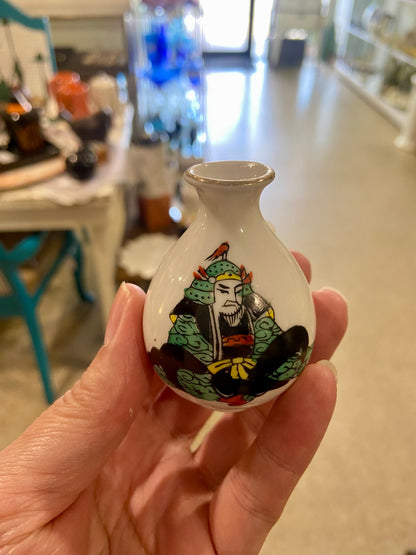 Porcelain Mini Vase with Painted Japanese Figure