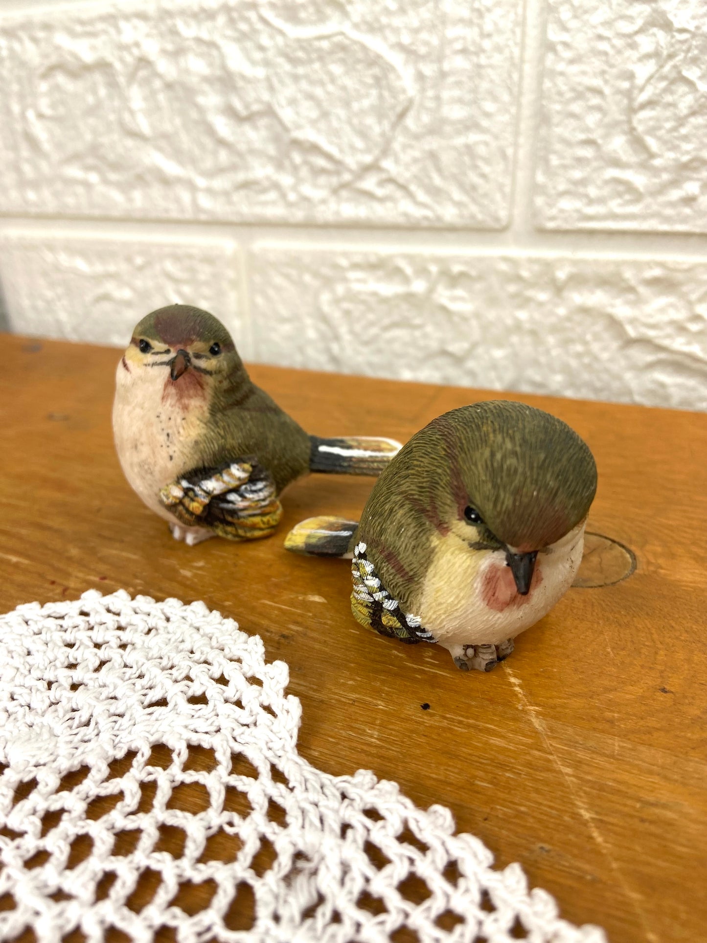 Pair of Ruby Crowned Kinglets | Resin Figurines