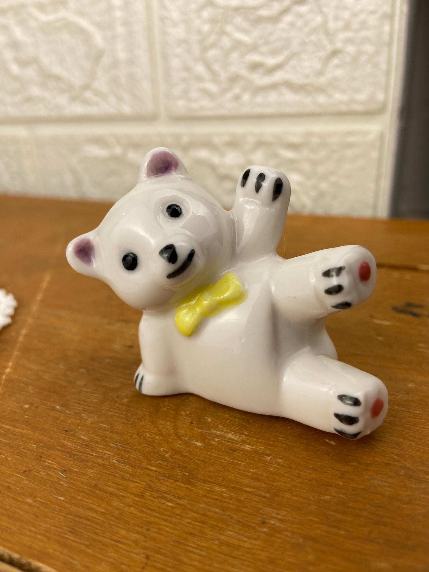 Set of Hand Painted Ceramic Teddy Bears | Salt & Pepper Shakers with Toothpick Holder