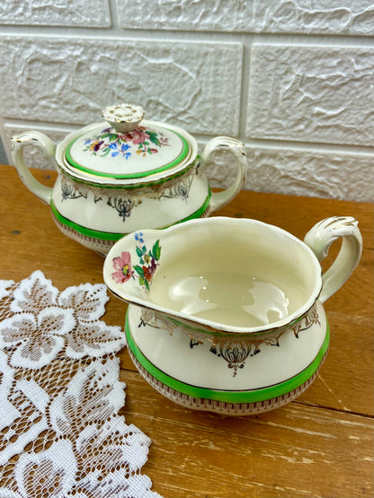 Porcelain Creamer and Sugar Bowl by W.H. Grindley